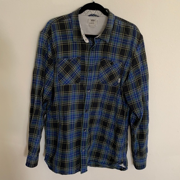 Vans Other - SOLD!Vans Off the Wall Blue Green Flannel Shirt XL
